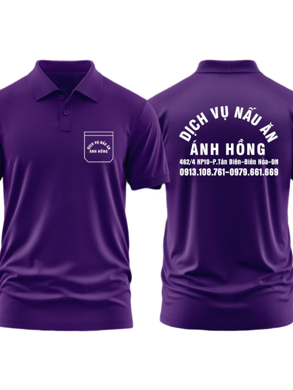 Áo thun đồng phục Polo Dịch Vụ Nấu Ăn Ánh Hồng Tím