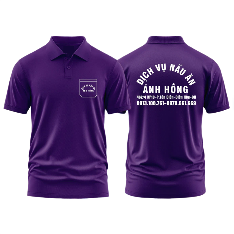 Áo thun đồng phục Polo Dịch Vụ Nấu Ăn Ánh Hồng Tím