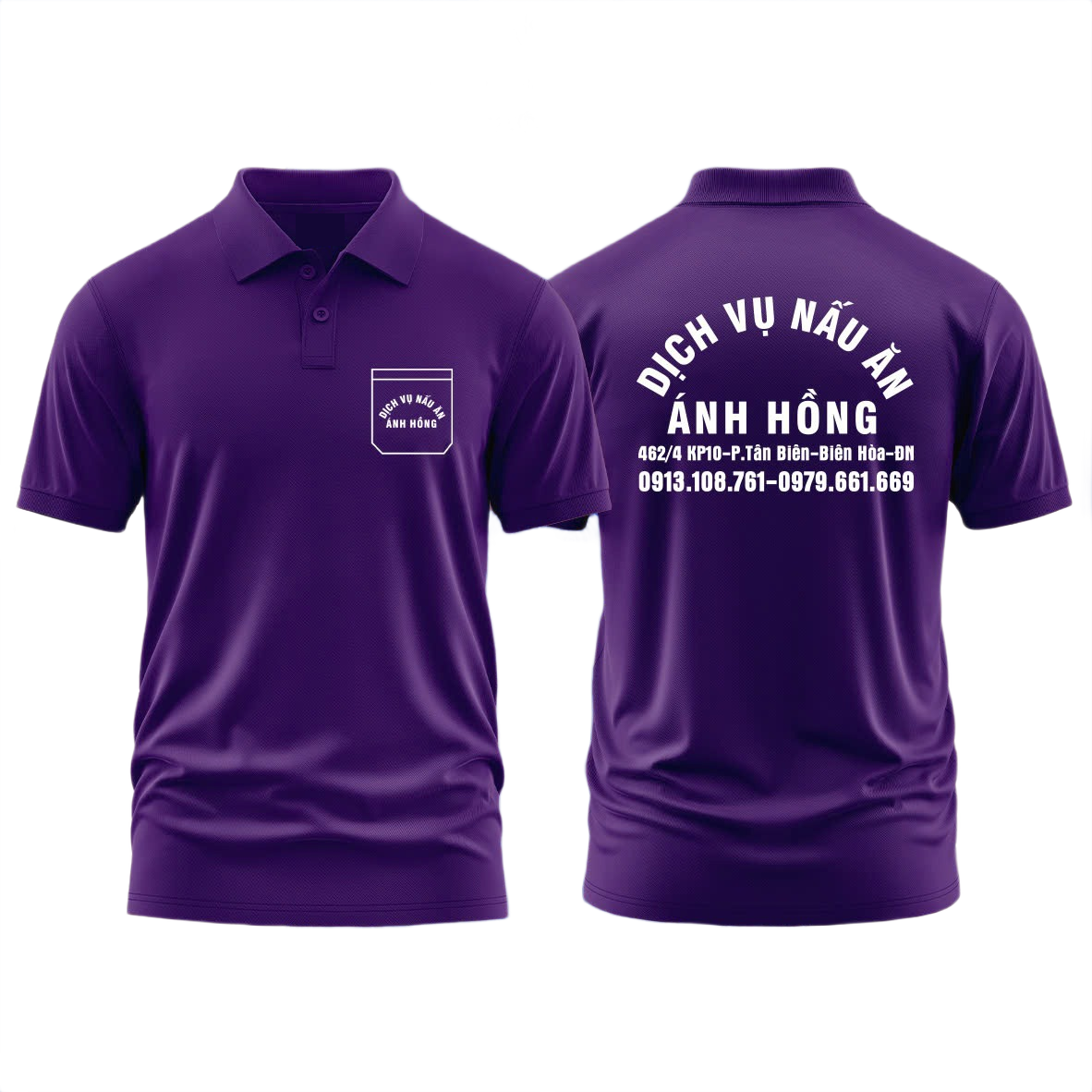 Áo thun đồng phục Polo Dịch Vụ Nấu Ăn Ánh Hồng Tím
