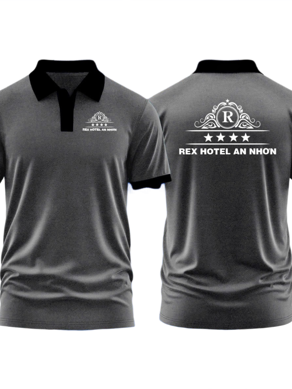 Áo thun đồng phục Polo khách sạn Rex Hotel An Nhơn Muối Tiêu Cổ Đen