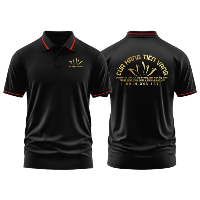 Áo thun đồng phục Polo Vật Liệu Xây Dựng Cửa Hàng Tiền Vàng