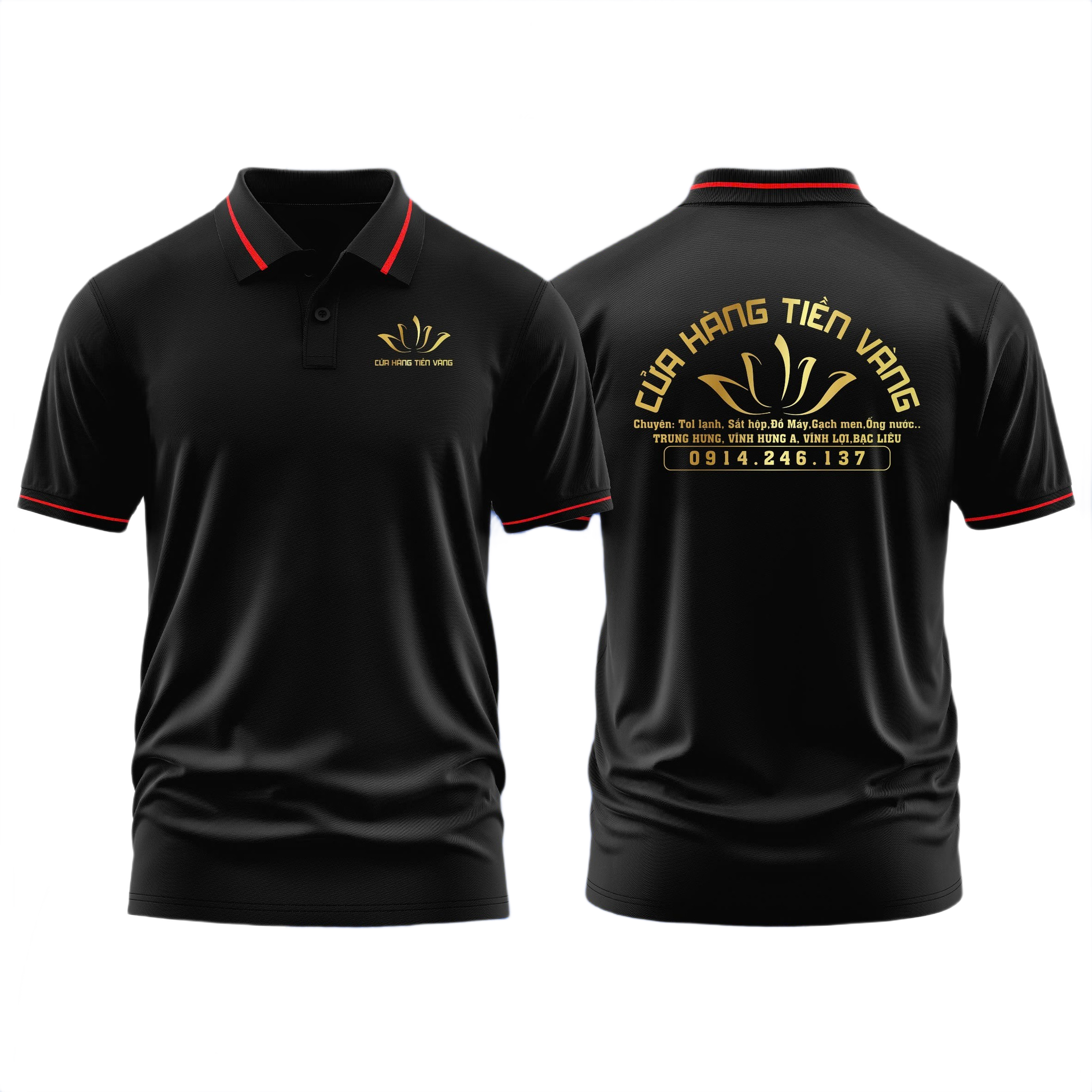 Áo thun đồng phục Polo Vật Liệu Xây Dựng Cửa Hàng Tiền Vàng