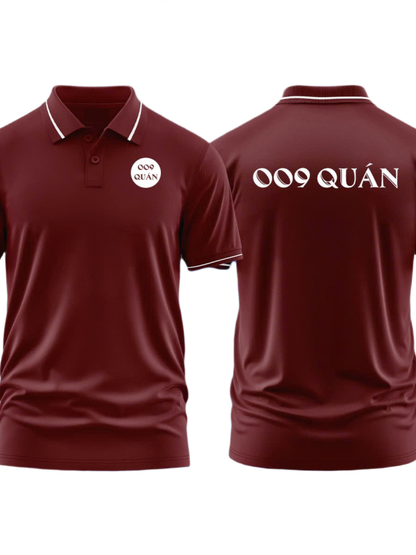 Áo thun đồng phục Polo 009 Quán Đỏ Đô Sọc Trắng