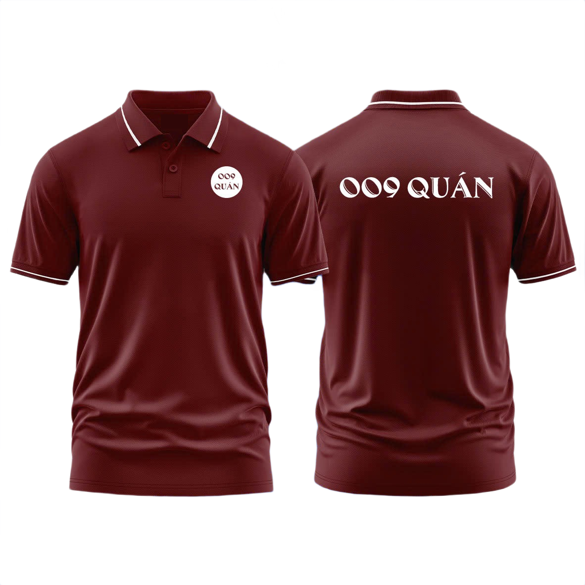 Áo thun đồng phục Polo 009 Quán Đỏ Đô Sọc Trắng