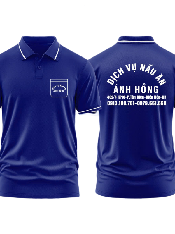 Áo thun đồng phục Polo Dịch Vụ Nấu Ăn Ánh Hồng Xanh Bích Sọc Trắng