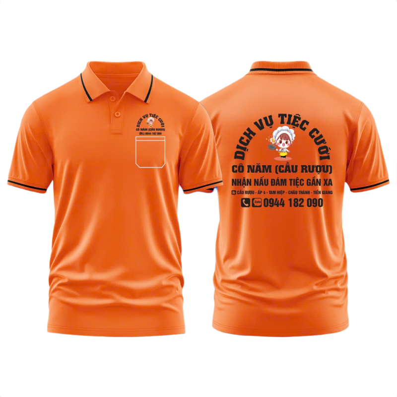Áo thun đồng phục Polo Dịch Vụ Tiệc Cưới Cô Năm Cầu Rượu