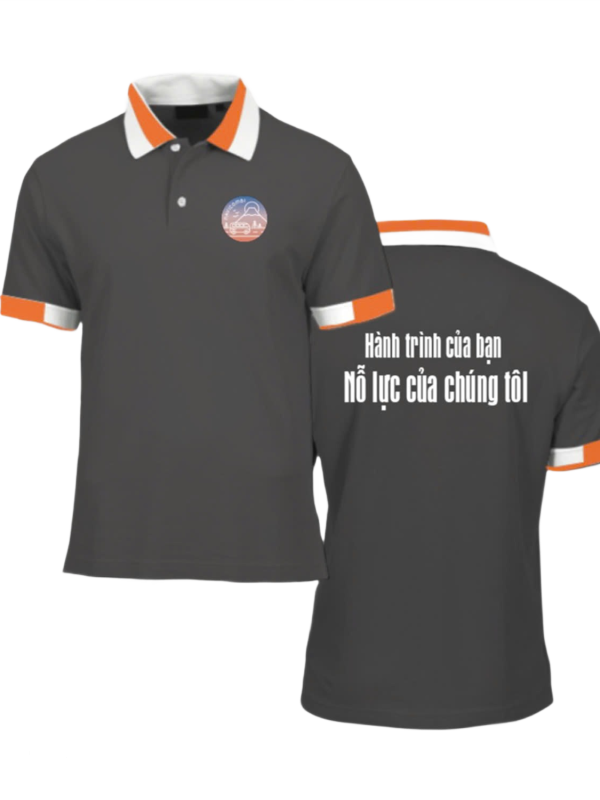 Áo thun đồng phục Polo Xám Phối Cổ In Logo Trước Sau