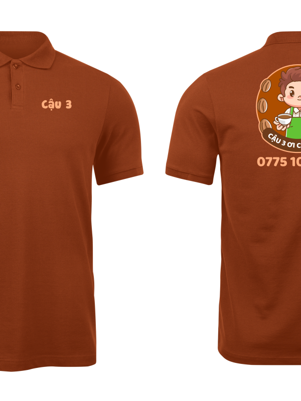Áo thun đồng phục Polo Cậu 3 Ơi Café Nâu