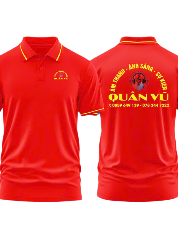 ́Áo thun đồng phục Polo Âm Thanh Ánh Sáng Quân Vũ Đỏ