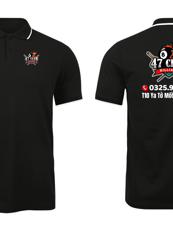 Áo thun đồng phục Polo Bida 47 Club Đen