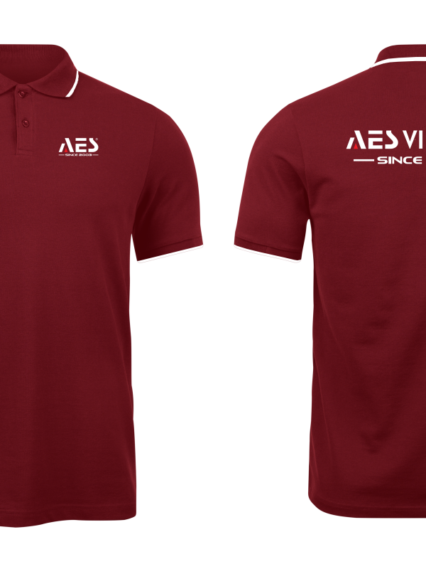 Áo thun đồng phục Polo Đèn AES Việt Nam Đỏ Đô Sọc Trắng