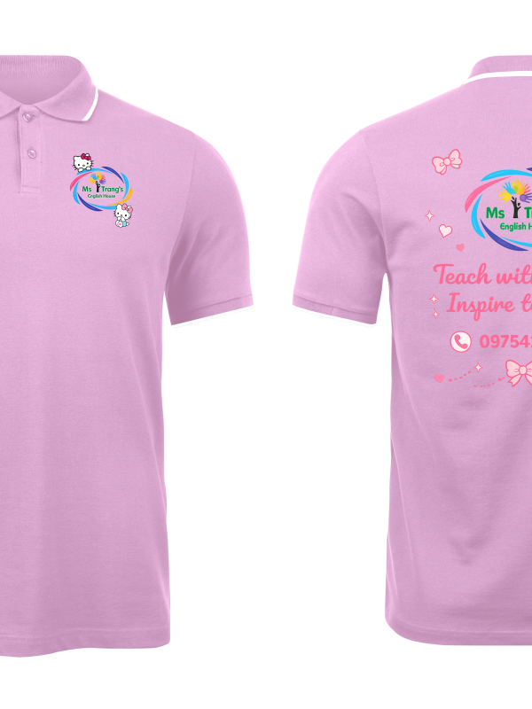 Áo thun đồng phục Polo Ms Trang English Màu Hồng Phấn