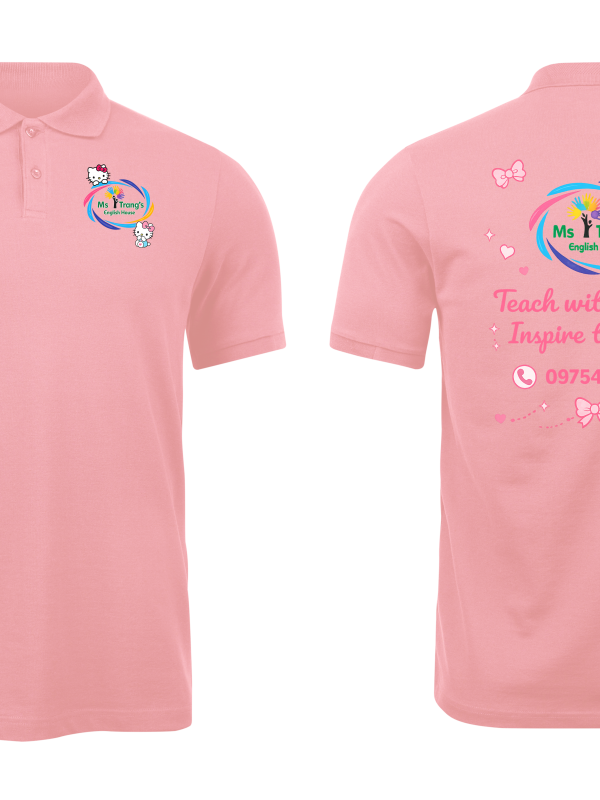 Áo thun đồng phục Polo Ms Trang English Màu Hồng Ruốc