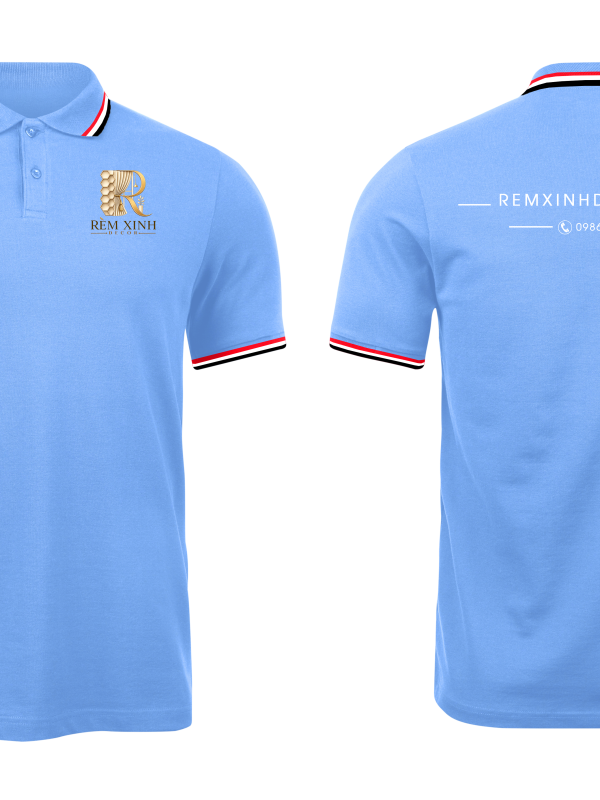 Áo thun đồng phục Polo Rèm Xinh Màu Thiên Thanh