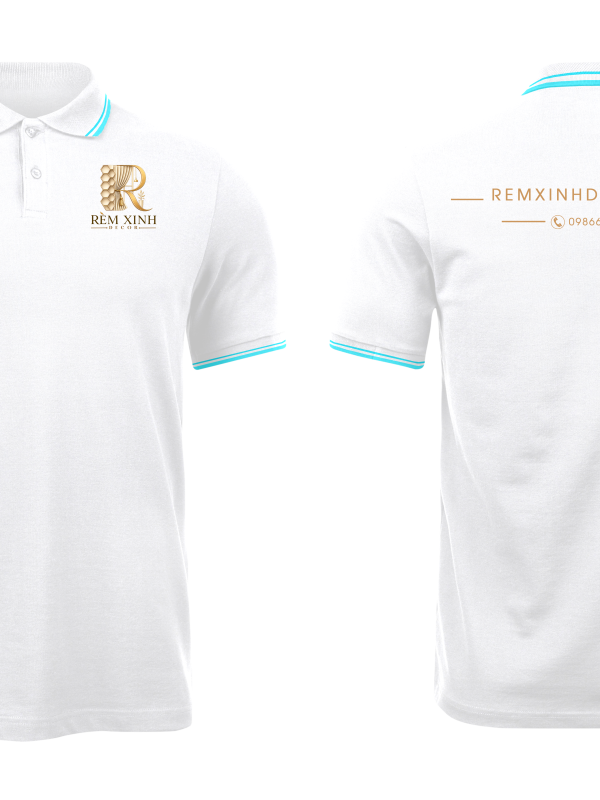Áo thun đồng phục Polo Rèm Xinh Màu Trắng