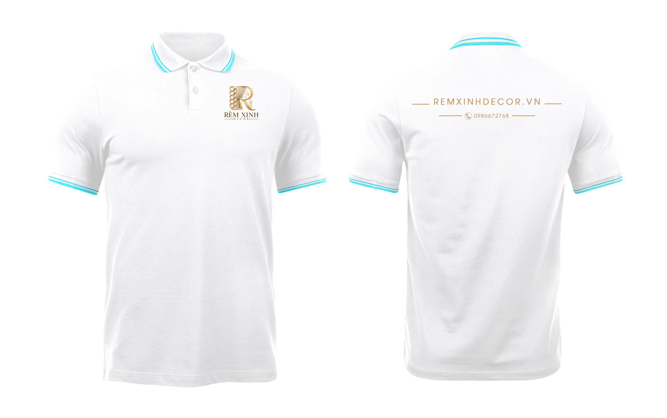 Áo thun đồng phục Polo Rèm Xinh Màu Trắng